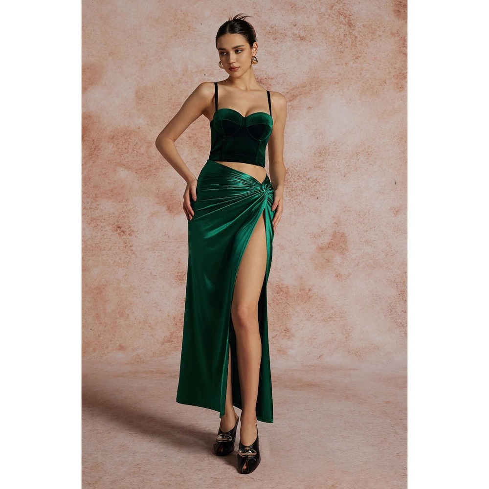 Micas Velvet Bustier Cami Top green size L